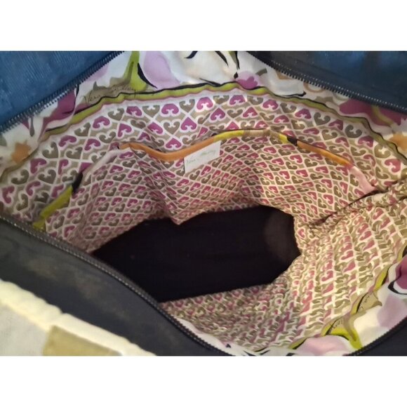 Vera Bradley Toggle Tote Shopper Handbag purse Green Purple floral print 13 X 14 - Picture 5 of 6